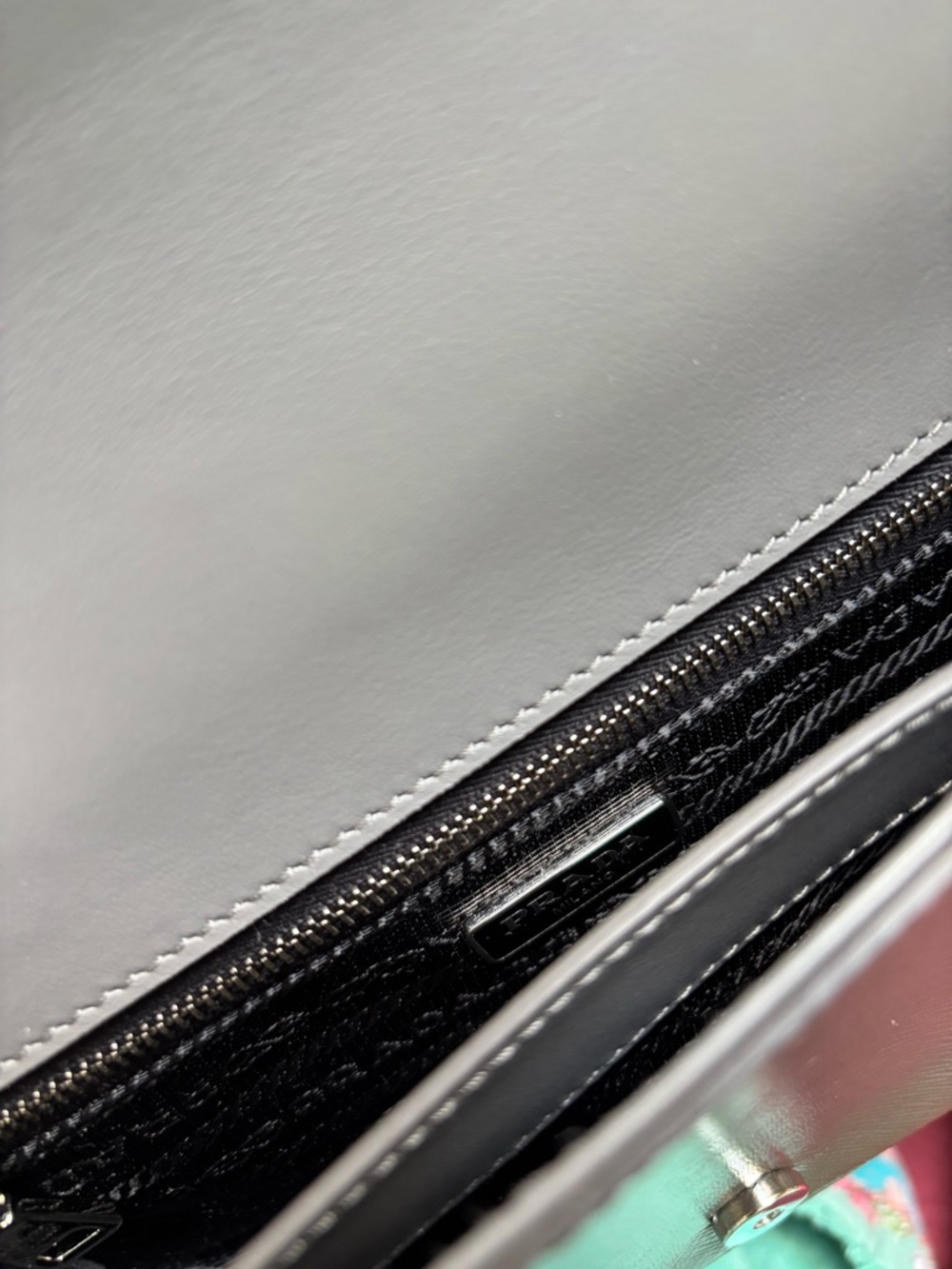 Prada Saffiano Vernice Pattina Leather Shoulder Bag in Marmo - Picture 8 of 10
